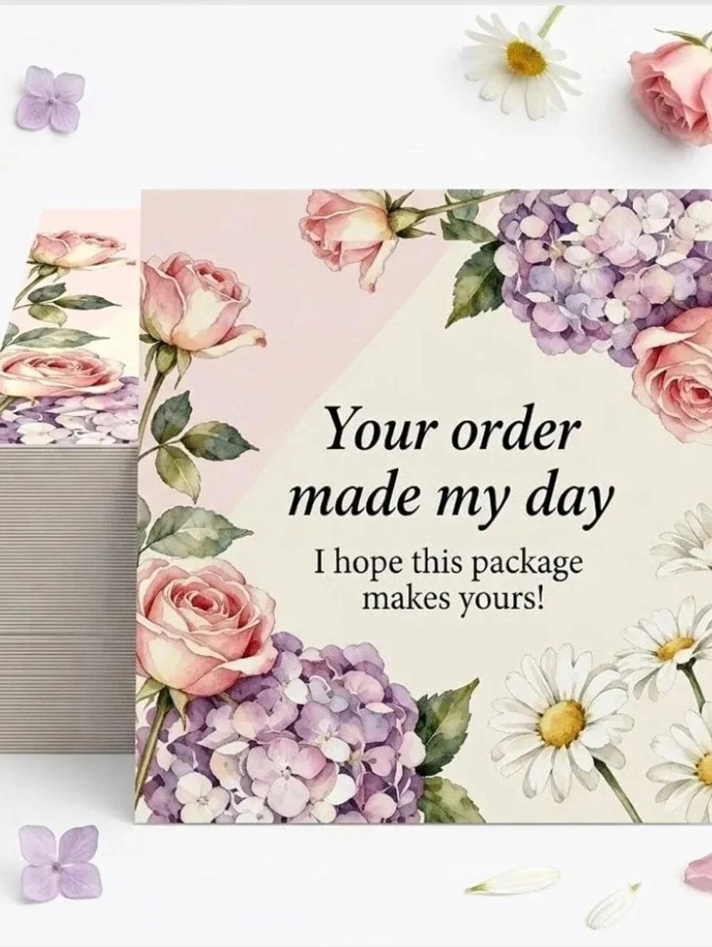Floral 'Your Order Made My Day' Thank You Cards 40 Cards